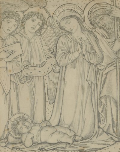神圣家族，c.1874（粉笔在纸上） 作者 爱德华·伯恩·琼斯