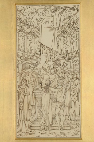 神秘婚姻，1871-74（纸上墨水） 作者 爱德华·伯恩·琼斯