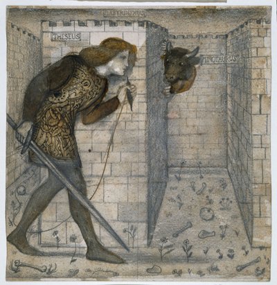 忒修斯和迷宫中的弥诺陶洛斯 作者 Edward Burne Jones