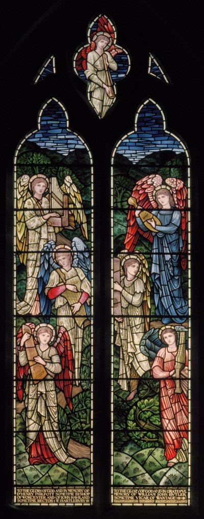 Wilden，All Saints，Morris＆Co.，Edward Burne-Jones，John Henry Dearle（1859-1932），天使天使，天使音乐家，1902-1914，Louisa，Alfred，The Baldwins，总理，卫理公会，伍斯特 作者 爱德华·科利和迪尔·伯恩·琼斯