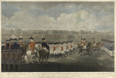 国王于1799年6月4日在海德公园审查武装协会，由J. Collyer，1801（彩色点画雕刻）改编而成 作者 爱德华·戴斯
