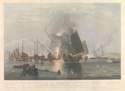 1841 年 1 月 7 日安森湾的铁质蒸汽船 "复仇女神 "号和战列舰 作者 爱德华·邓肯