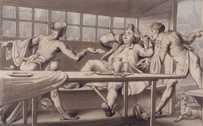 Uxbridge Passage Boat的John Gilpin（带蓝色和棕色水洗笔） 作者 爱德华·弗朗西斯·伯尼