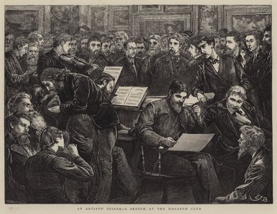 艺术家的晚会，Hogarth俱乐部的素描 作者 Edward Frederick Brewtnall