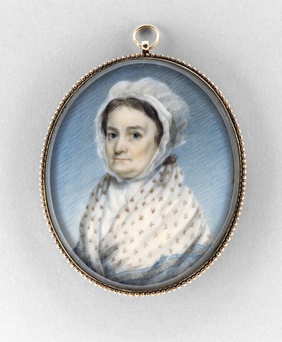 玛丽·古尔德·阿尔米（Mary Gould Almy），c.1797-1800年（象牙色的水彩画） 作者 爱德华·格林·马尔本