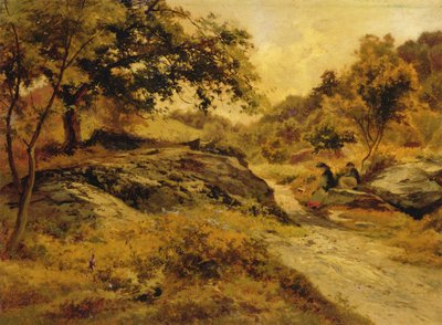 在通往 Llyn Elsi 的路上，约 1885 年（纸板油画） 作者 爱德华·亨利·霍尔德