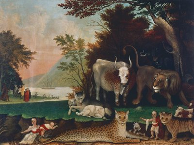 和平王国，约 1848 年，爱德华·希克斯（Edward Hicks，1780-1849 年）绘画，布面油画，60.6x81 厘米，美国 作者 爱德华·希克斯