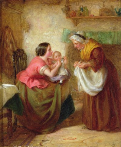 第一颗牙（板面油画 作者 Edward Hughes