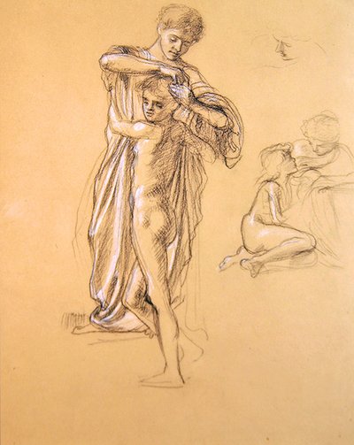 研究闲置恐惧（I），1893年（粉笔在纸上） 作者 爱德华·约翰·波因特