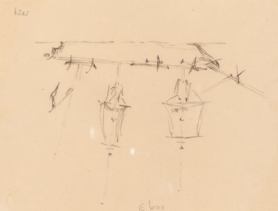 一艘帆船[背面]，18391845。 作者 爱德华·李尔