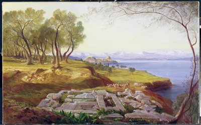 扬升的科孚岛，c.1856-64（布面油画） 作者 爱德华·李尔