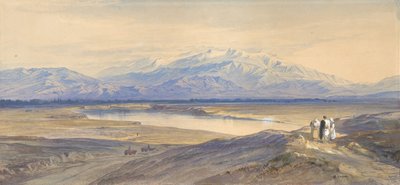 奥林匹斯山，来自希腊塞萨利的拉里萨，1850-85。 作者 Edward Lear
