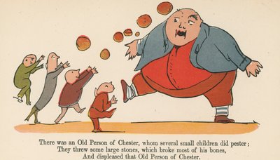 有一个切斯特老人，其中有几个小孩子纠缠不清，来自伦敦Frederick Warne and Co.出版的“无意义的书”，1875年 作者 爱德华·李尔