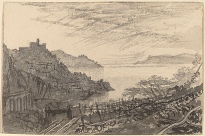从山坡上看海湾，阿马尔菲，1884-1885。 作者 爱德华·李尔