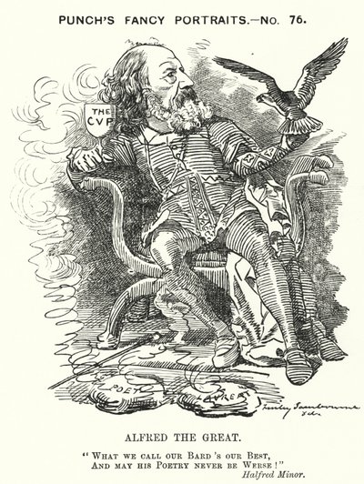 打孔卡通：阿尔弗雷德，丁尼生勋爵，英国诗人（版画） 作者 爱德华·林利（之后）桑伯恩