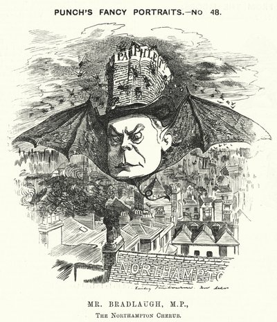 打孔卡通：查尔斯·布拉德劳，英国自由党政治家和无神论者（版画） 作者 Edward Linley (after) Sambourne