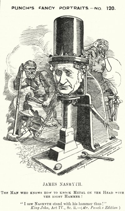 打孔卡通：James Nasmyth，苏格兰工程师和蒸汽锤的发明者（雕刻） 作者 爱德华·林利（之后）桑伯恩