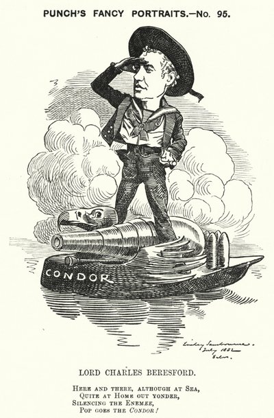 打孔卡通：查尔斯·贝雷斯福德勋爵，英国-爱尔兰海军上将和保守党政治家（版画） 作者 爱德华·林利（之后）桑伯恩