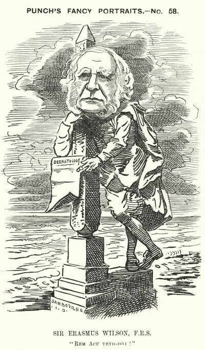 打孔卡通：英国外科医生和皮肤科医生 Erasmus Wilson 爵士（雕刻） 作者 爱德华·林利（之后）桑伯恩