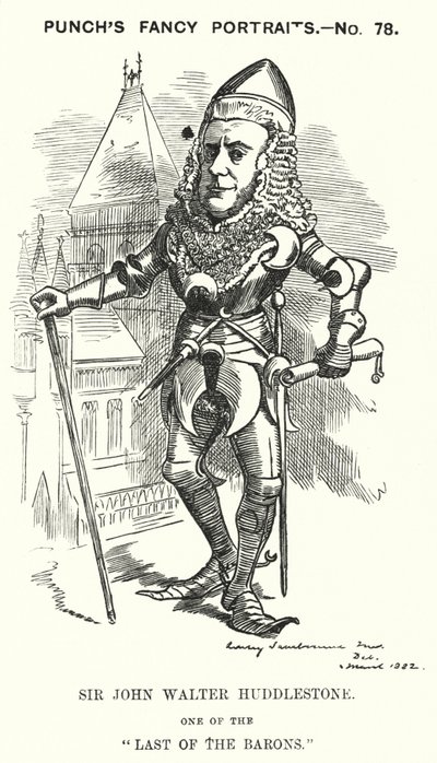 打孔卡通：约翰·沃尔特·赫德尔斯顿爵士，英国律师和法官（版画） 作者 爱德华·林利（之后）桑伯恩