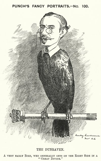 Punch cartoon: Windham Wyndham-Quin, 4th Earl of Dunraven and Mount-Earl, Anglo-Irish journalist, landowner and Conservative politician (engraving) 作者 爱德华·林利（之后）桑伯恩