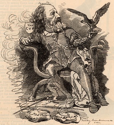 Cartoon of Alfred Tennyson (1809-1893) english poet 作者 爱德华·林利·桑伯恩