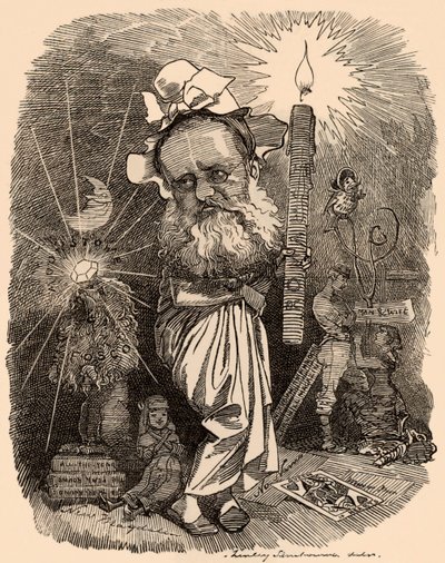 威尔基·柯林斯 (1824-1889) 小说家的卡通 作者 爱德华·林利·桑伯恩