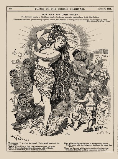 我们对开放空间的诉求。Punch, June 1883, 1883. 作者 爱德华·林利·桑伯恩
