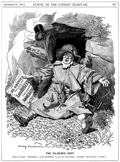 朝圣者休憩室，讽刺画，保罗·克鲁格（Paul Kruger），南非政客，1900年 作者 爱德华·林利·桑伯恩