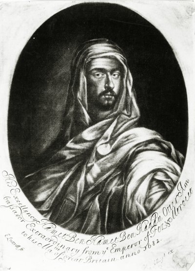 Hamet Ben Hamet Ben Haddu Otter阁下，由John Lloyd出版，1682年（mezzotint） 作者 爱德华·卢特雷尔