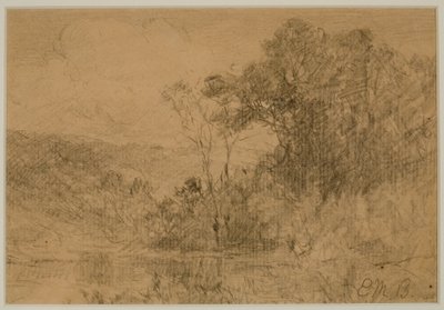 风景，树林（36 号），约 1880 年代（纸上石墨） 作者 爱德华·米切尔·班尼斯特