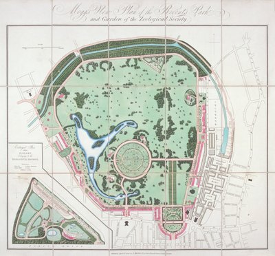 动物园平面图，摄政公园，圣玛丽伯恩，伦敦，1828年 作者 爱德华·莫格