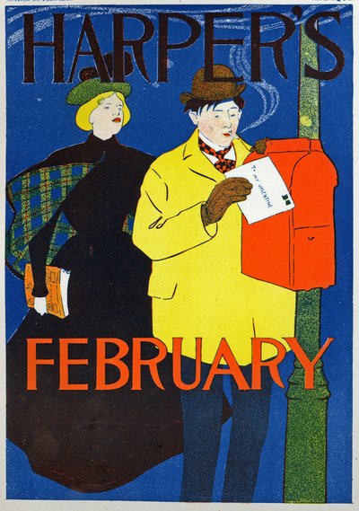 Science. Communication. Post. The Valentine letter, Poster by Penfiel for the magazine Harper