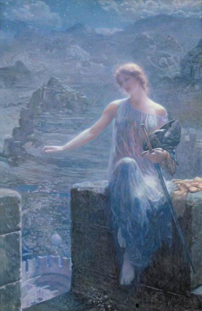 Valkyrie的守夜，1906年（纸上的黄金涂料） 作者 爱德华·罗伯特·休斯