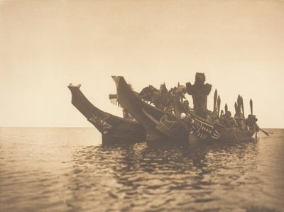 戴面具的独木舟舞者--卡圭尔A，1914年。 作者 爱德华警长柯蒂斯