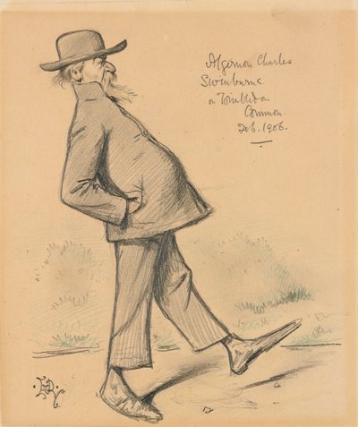 阿尔杰农-查尔斯-斯温伯恩在温布尔登广场，1906年 作者 爱德华·坦尼森·里德