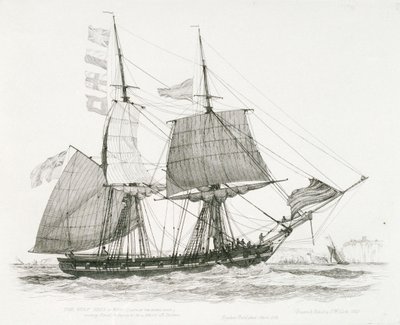 狼 "号（1826 年）或（1814 年），双桅战舰，英国皇家海军后期舰艇，在多佛尔外海为一名领航员发出信号并铺设航道 作者 爱德华·威廉·库克