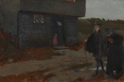小屋门前（17 世纪新英格兰场景） 作者 埃德温奥斯汀修道院