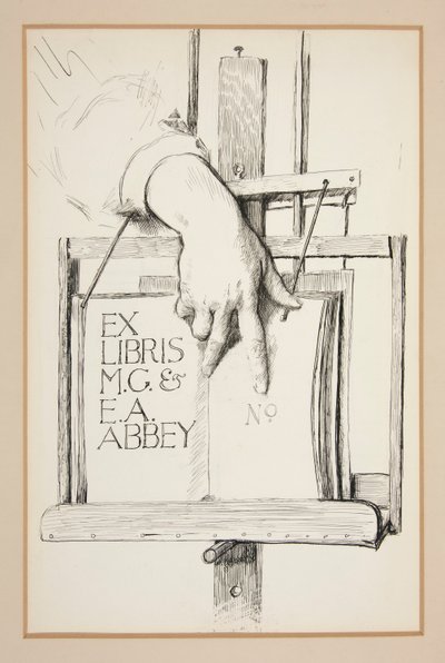 Ex Libris 的草图：M.G. & E.A. Abbey 作者 埃德温奥斯汀修道院