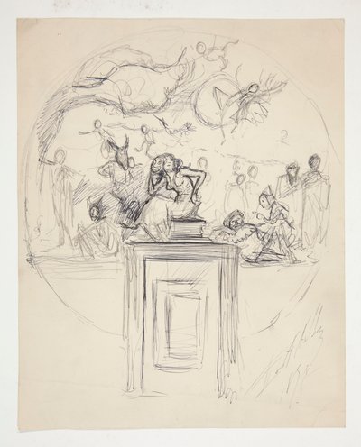 门框上的壁画草图 - 身份不明 作者 埃德温奥斯汀修道院