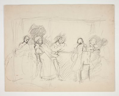 人物围桌素描--剧本插图（？） 作者 Edwin Austin Abbey