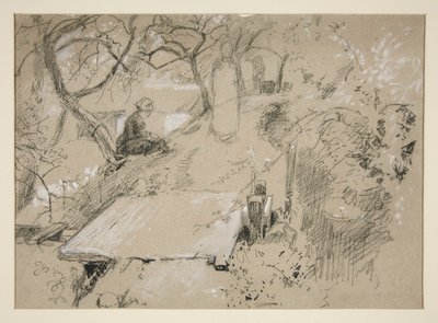 坐在花园或公园长椅上的女子 - 插图未标明 作者 埃德温奥斯汀修道院