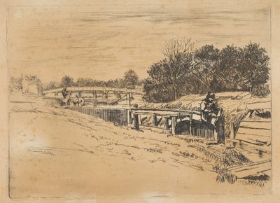 Moulsey的Whistler [Molesey Lock]，[1861]。 作者 埃德温·爱德华兹