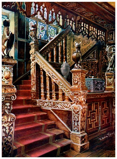 橡木雕花楼梯，戈丁顿，1910年。 作者 埃德温·佛利
