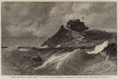 新鲜大风，Mount Orgueil，泽西岛 作者 埃德温·海斯（Edwin Hayes）