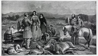 维多利亚女王在1850年的绘画之后降落在Loch Muick 作者 埃德温·兰瑟