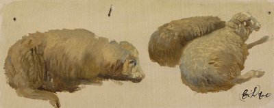 三只羊在休息（油在纸上） 作者 埃德温·兰瑟