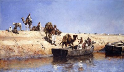 1880年在摩洛哥摩洛哥海滩上出售的骆驼乘船 作者 埃德温·洛德·沃克斯
