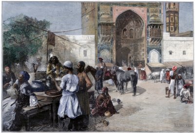 1880年，印度拉合尔的一家露天餐厅。 作者 埃德温·洛德·沃克斯