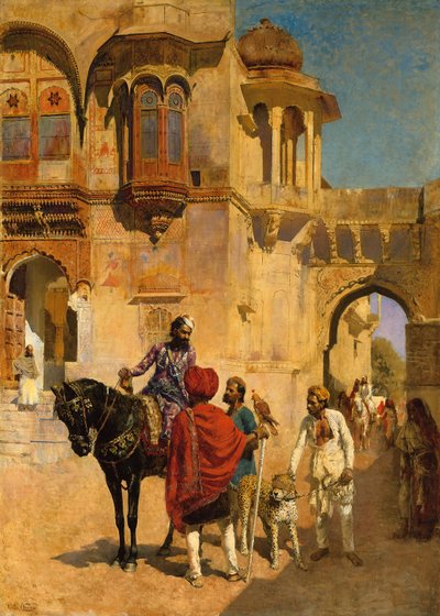 约于1898年至1900年在Jodhpore宫的前院进行狩猎 作者 Edwin Lord Weeks
